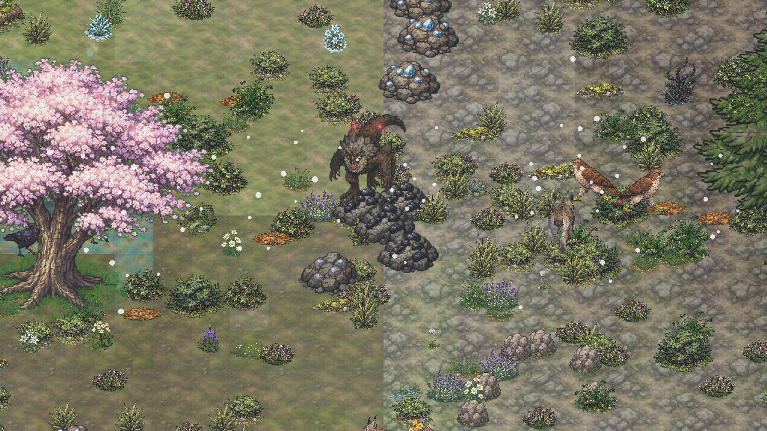 Snow falling in the tundra