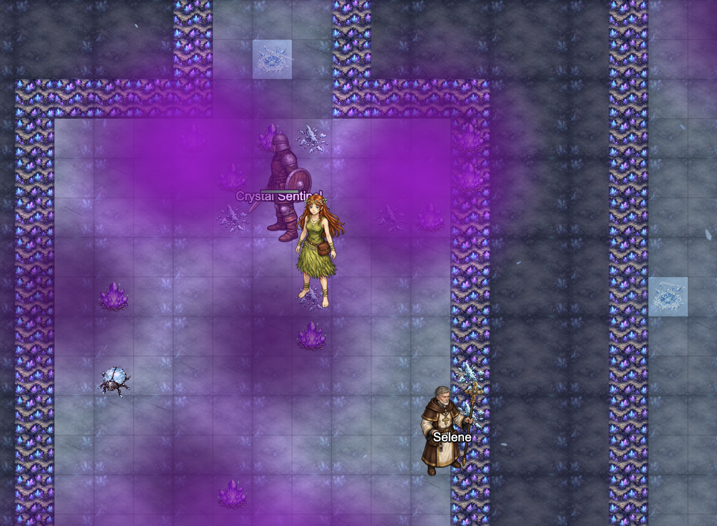 Crystal caverns dungeon with Crystal Sentinel boss