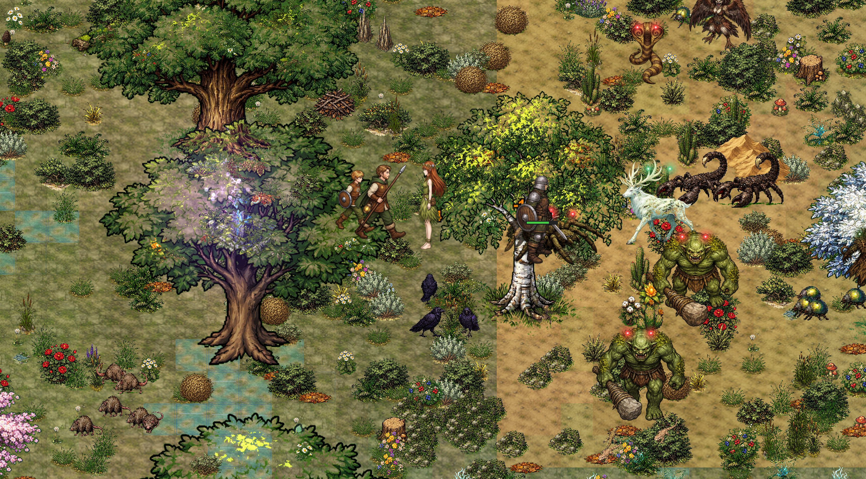 Fire and ice monsters battling each other