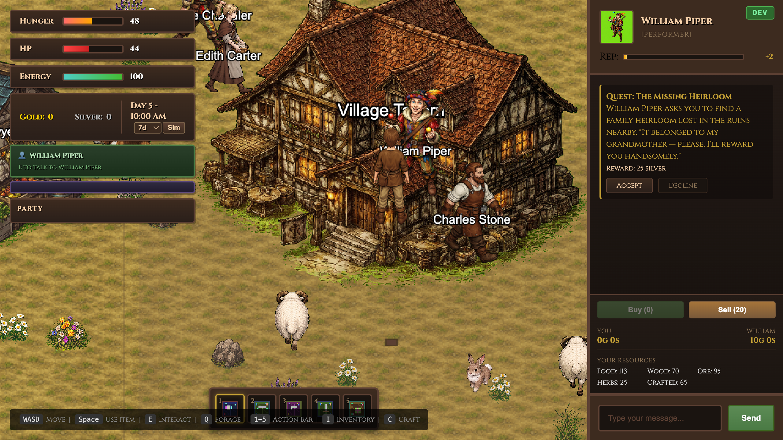 Quest accept cutscene with NPC sprite