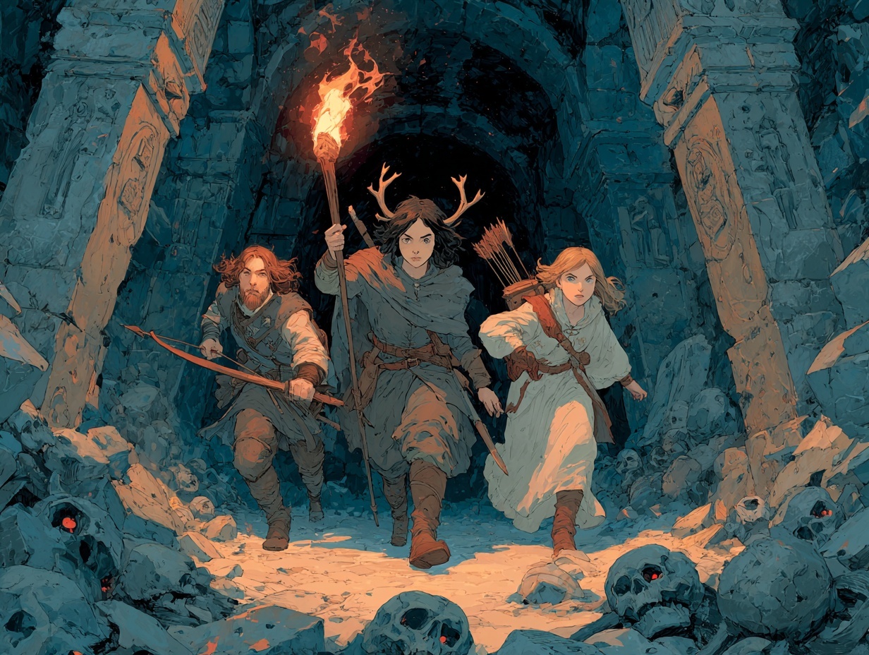 Adventurers in a dark procedural dungeon